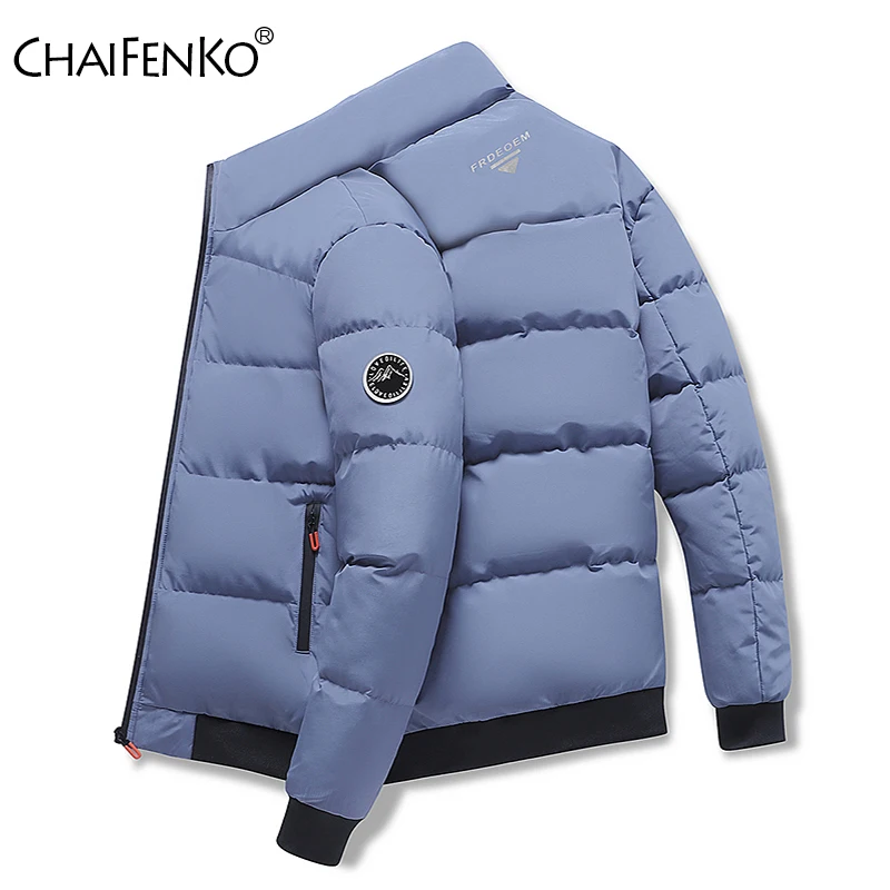 New Loose Thickening Windproof Men Jacket Winter Fashion Casual Stand Collar Coats Outdoors Comfort Versatile Solid Parka Men