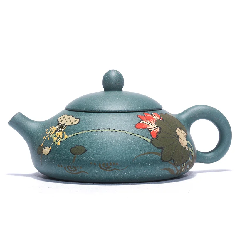 

Dark Green Mud Handmade Yixing Clay Teapot Ball Hole Inner Wall Seal Teapot Republic of China Green Mud Dongpo Stone Ladle