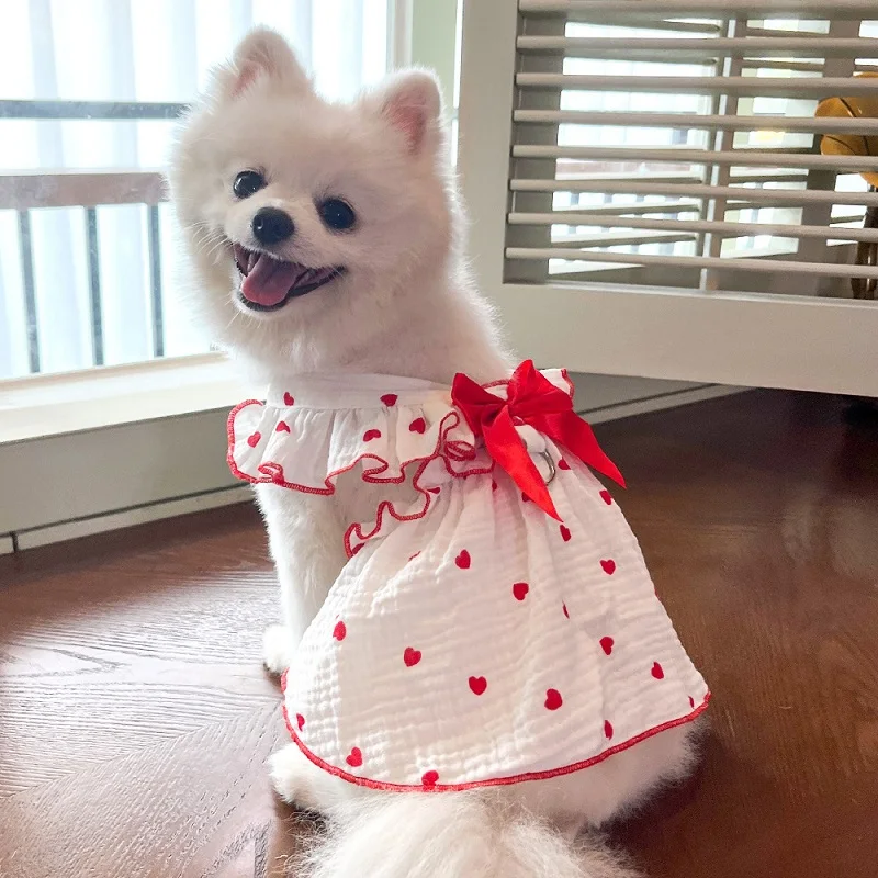 Dog Clothes for Small Dogs Pet Dog Dress Summer Puppy Clothing Thin Dog Cooling Vest Bow Heart Skirt Chihuahua Cat Dog Costume