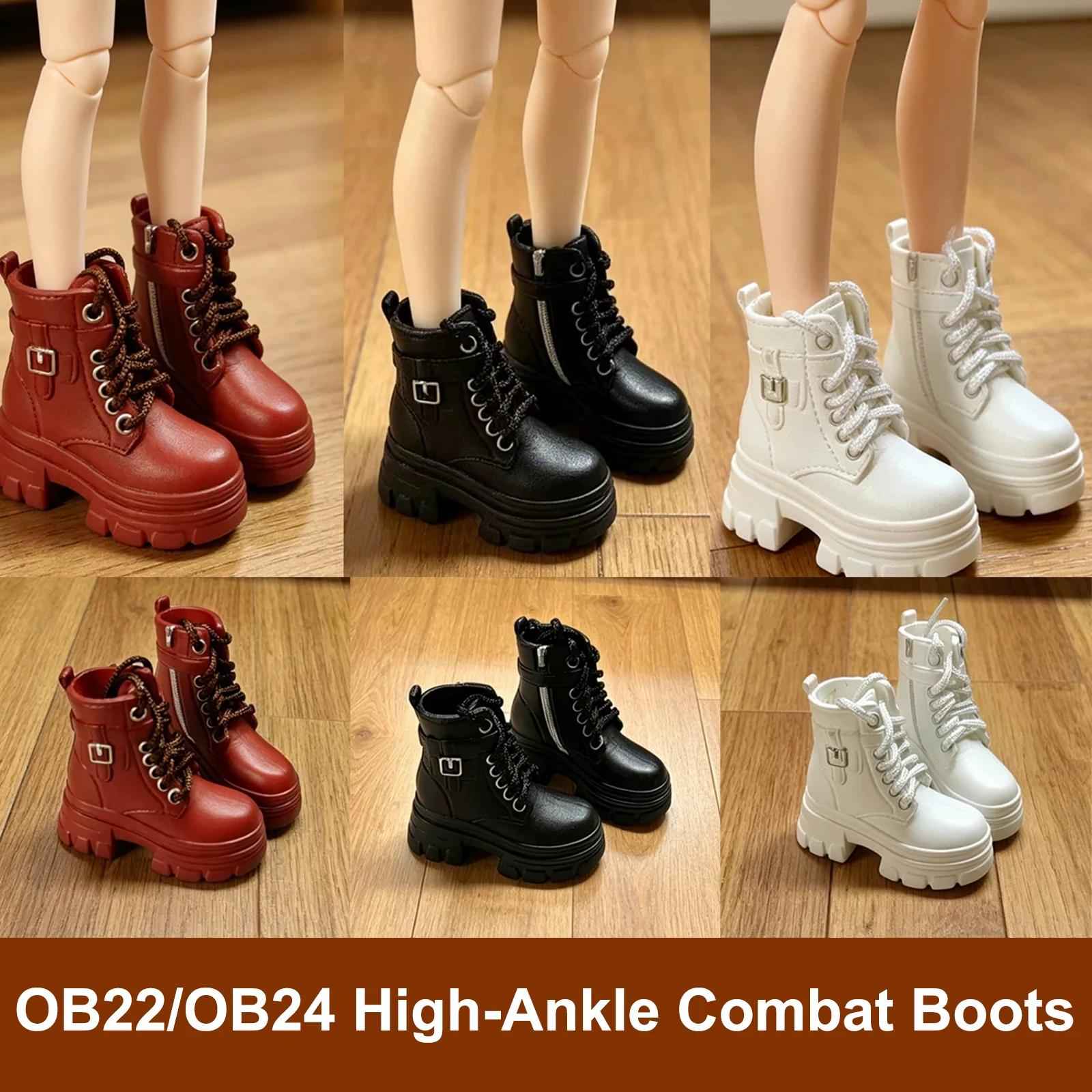 Ob22 Ob24 Plastic Shoes Cool High Ankle Combat Boots 1/8 Bjd Doll Shoes Accessories For 1/8 Bjd Blind Box Doll Ymy22 P20 Doll