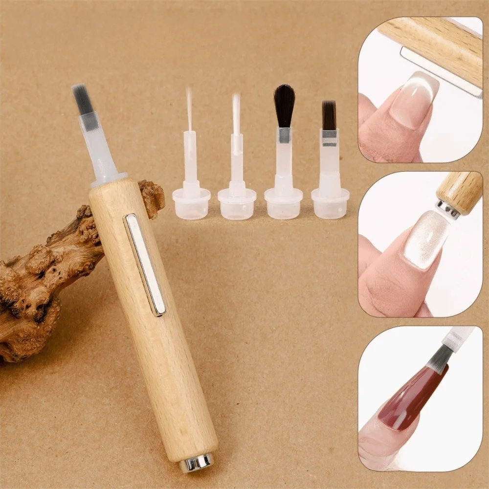 Austauschbare Bürstenköpfe, Nagelstift-Werkzeug-Set, 3-in-1, multifunktional, einfache Maniküre, Nagelkunst-Pinsel, starker Magnet, Maniküre-Werkzeug