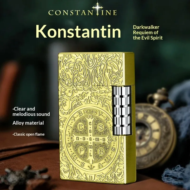 Constantine Grinding Wheel Inflatable Lighter Loud Steel Sound Side Sliding Oblique Flame High-End Gift Lighter