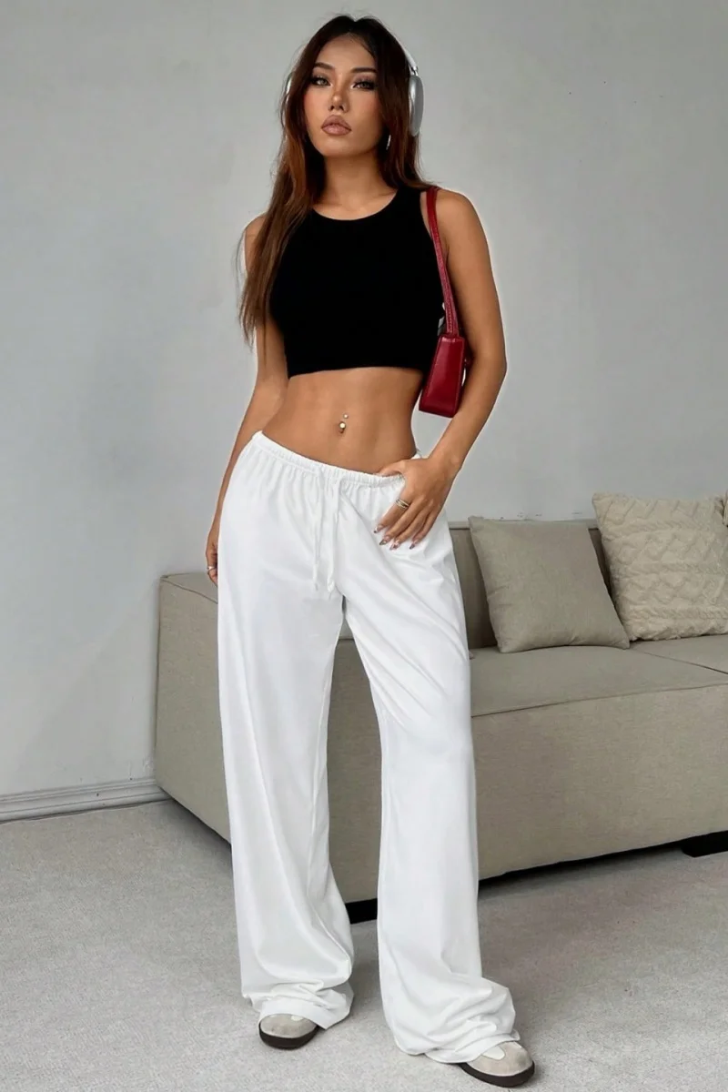 New women's fashion solid color casual loose wide-leg pants - Image 5