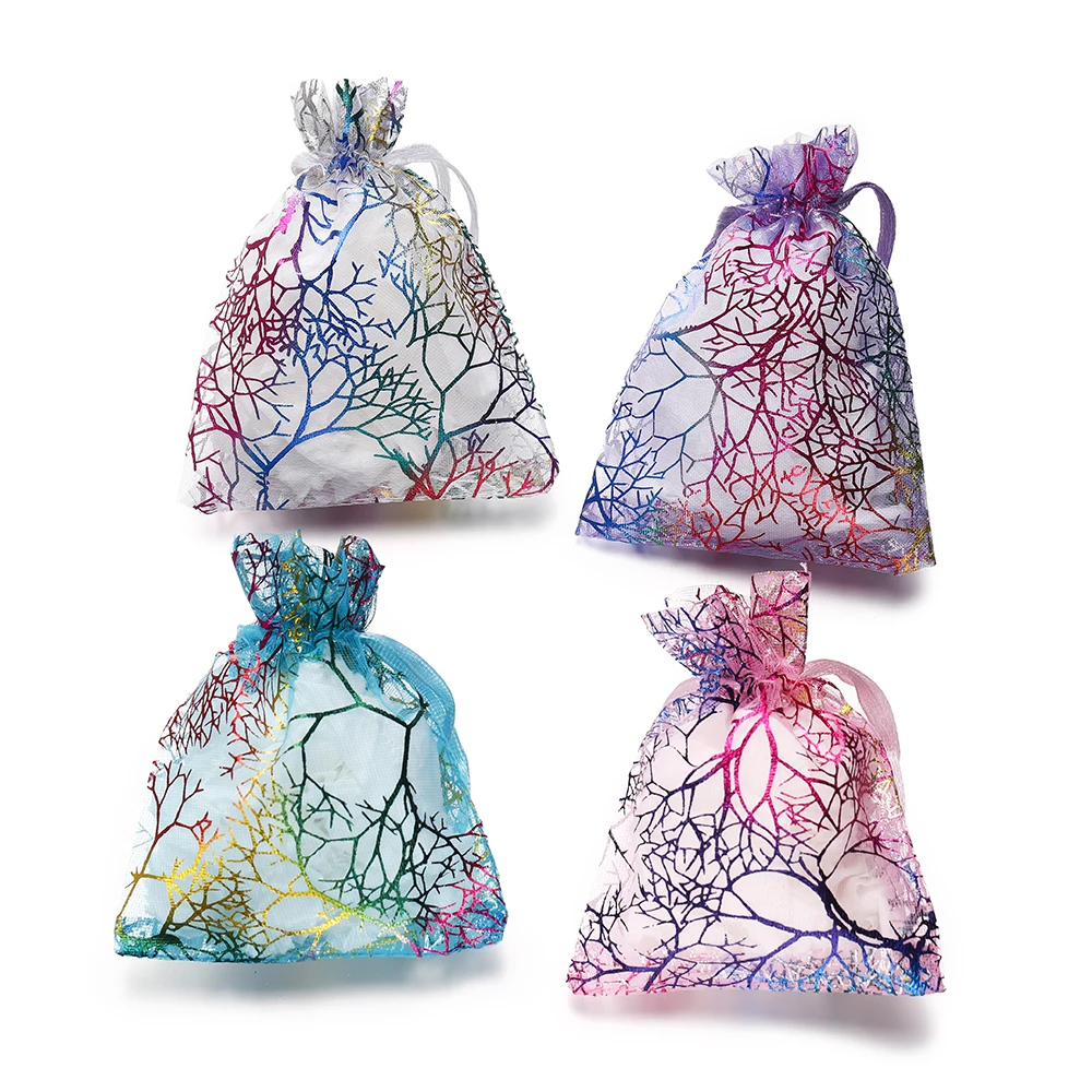 

20pcs/Lot Colorful Branch Drawstring Organization Bags DIY Jewelry Making Packaging Bags Candy Wedding Party Bags Gifts Pouches