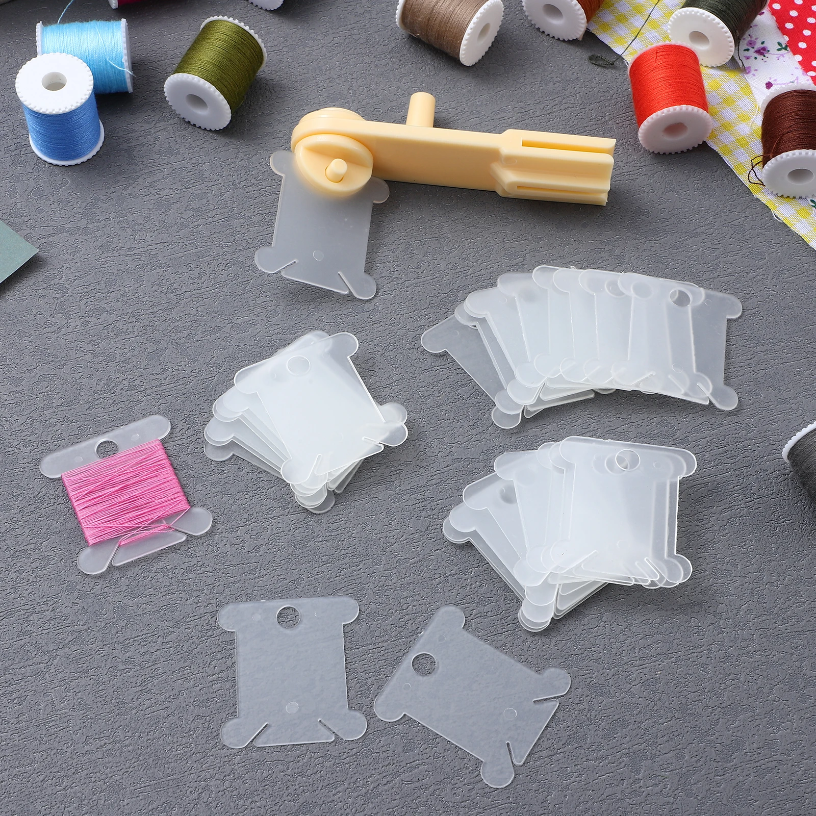 

1Set White Thread Organizer Winding Plate Embroidery Bobbins Cross Stitch Sewing Tool Kit Thread Winding Plates