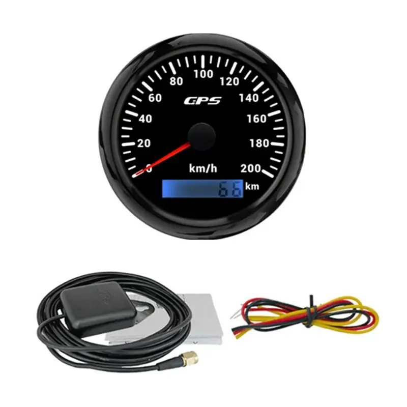 Reliable-85MM GPS Speedometer Gauge With GPS Antenna 0-200KM/H Speed Odometer For Marine Car Boat Yacht