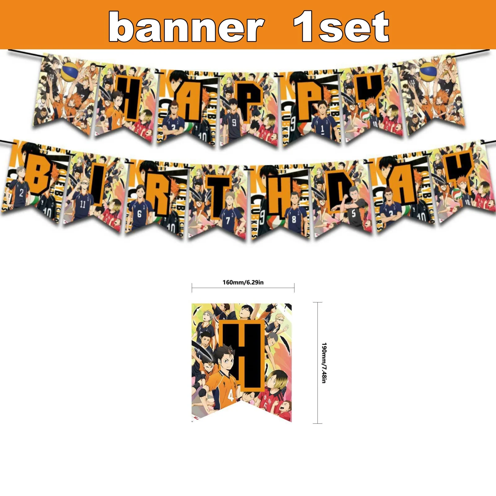 Haikyu! Geburtstagsparty-Dekorationen: Banner, Latexballons, Tortendekorationen und Dekorationen für den Desserttisch – Detail 3