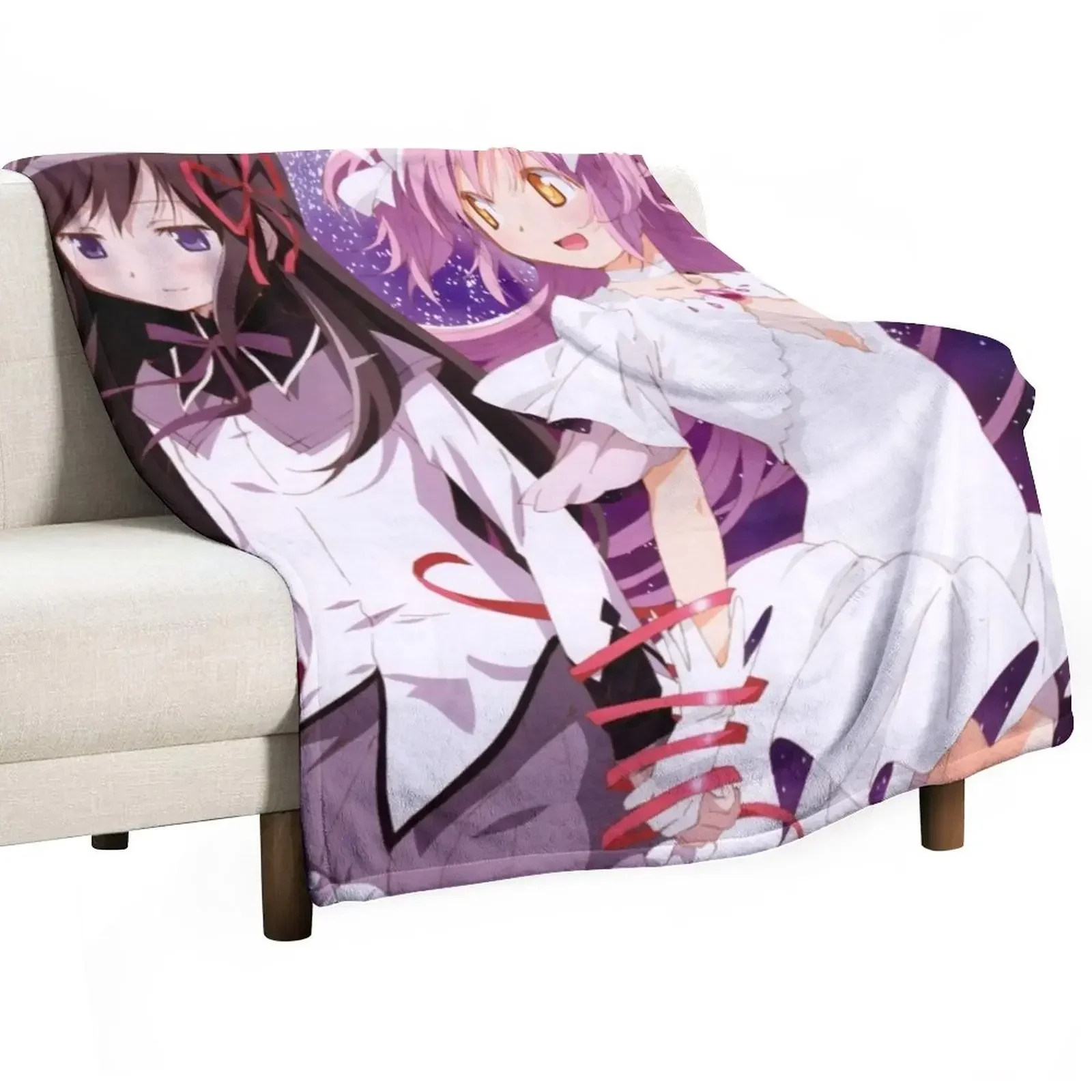 Puella Magi Madoka Magica - Akemi Homura & Kaname Madoka Throw Blanket Beach Retros Blankets