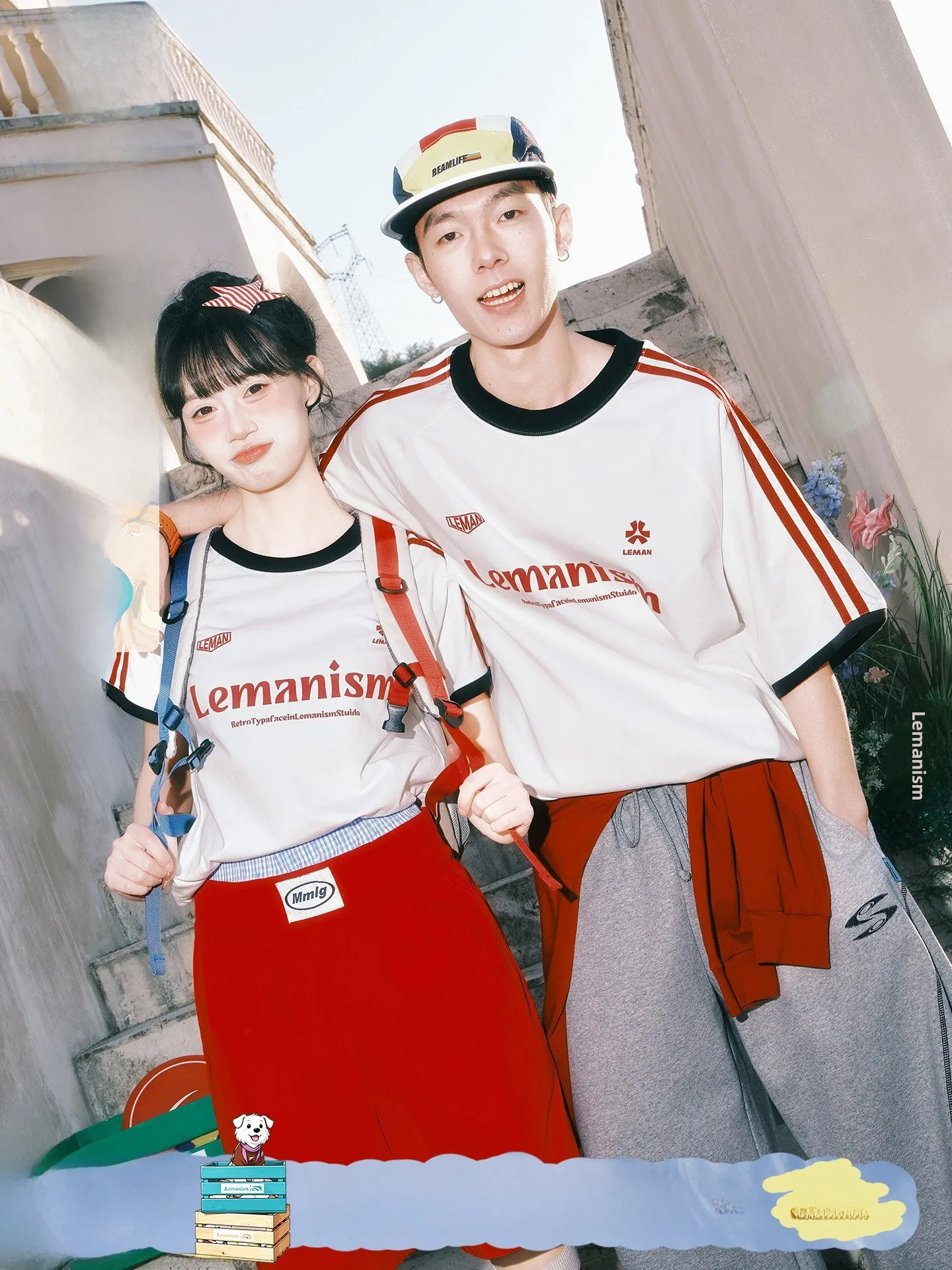 Lemanism American Color Block Stripe Short Sleeve T-Shirt Unisex Spring New Style Couple's Cotton Polyester Blend Fashionable...