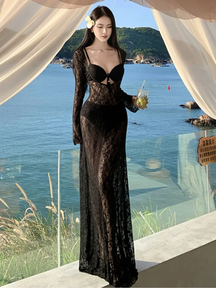 Zomer Cover Ups Vrouwen Badpak Mouwloze Gewaden Badpak Jurk 2026 Nieuwe Strand Vakantie Maxi Jurken Vakantie Cover-Up