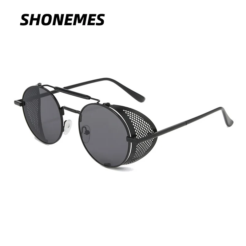 

SHONEMES Hollow Steampunk Sunglasses Vintage Round Sun Glasses Metal Frame Hip Hop Outdoor UV400 Shades for Men Women