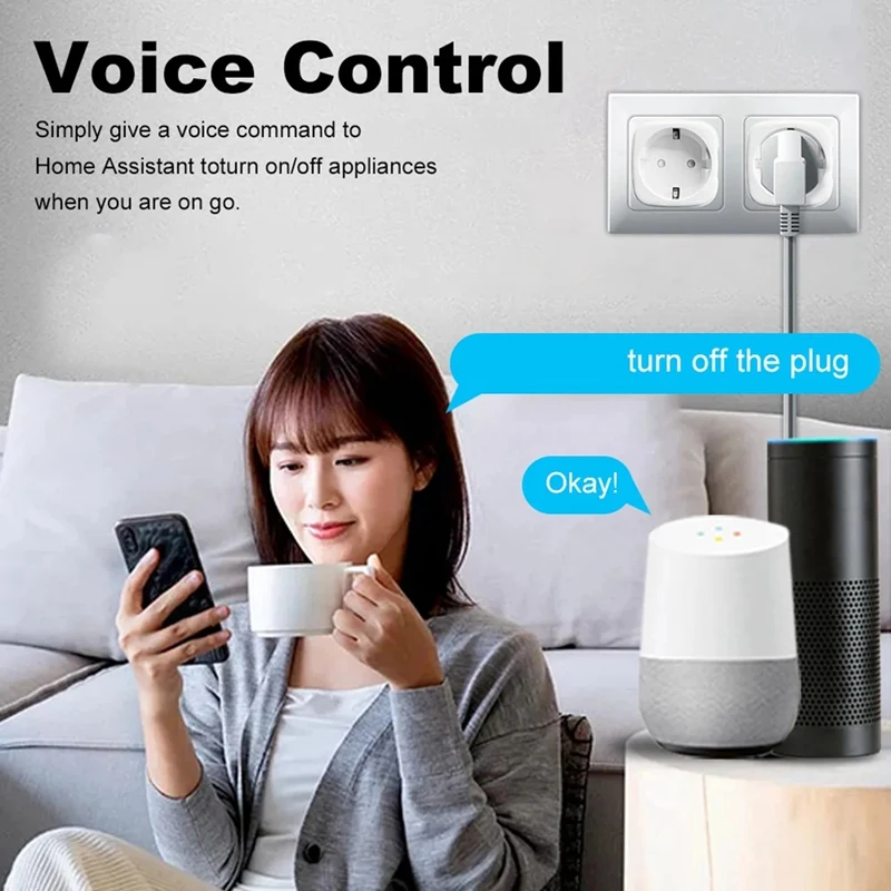 20A Smart Socket Tuya Wifi Smart Plug Power AC100-240V Outlet Alexa Home Voice Timing Socket Tuya Smart Life EU PLUG