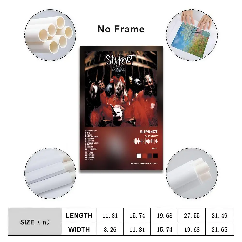 S-Slipknots Poster Peelable Self-Adhesive Album Cover Poster Stickers, Frameless Wall Art for Singer Band Pop Rap Bedroom