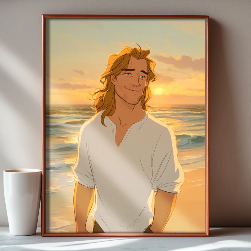 1 Poster Kustom Foto Gaya Komik, 2D Tanpa Bingkai, Desain Gantung Nyaman, Seni Dinding Rumah