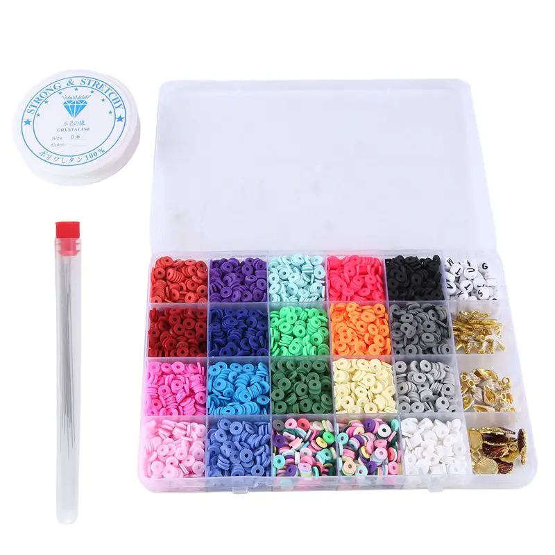 

A02M-24-Grid Soft Pottery + Accessories 0.6 Wire + Needle Tube Soft Pottery Color Disc DIY Accessories Set Jewelry Accessories