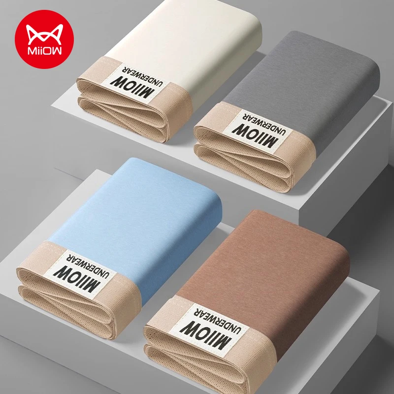 MiiOW 6Pcs Combed Cotton Men Underwear Boxers 7A Antibacterial Crotch Men's Panties Soft Breathable Man Underpants Boxershorts