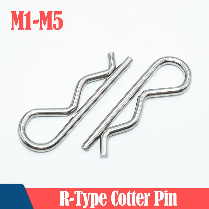 Stainless Steel R Shaped Spring Cotter Clip Pin 1.2mm 1.5mm 1.6mm 1.8mm 2mm 3mm 4mm 5mm Dia Fastener Hardware for Repairing Cars