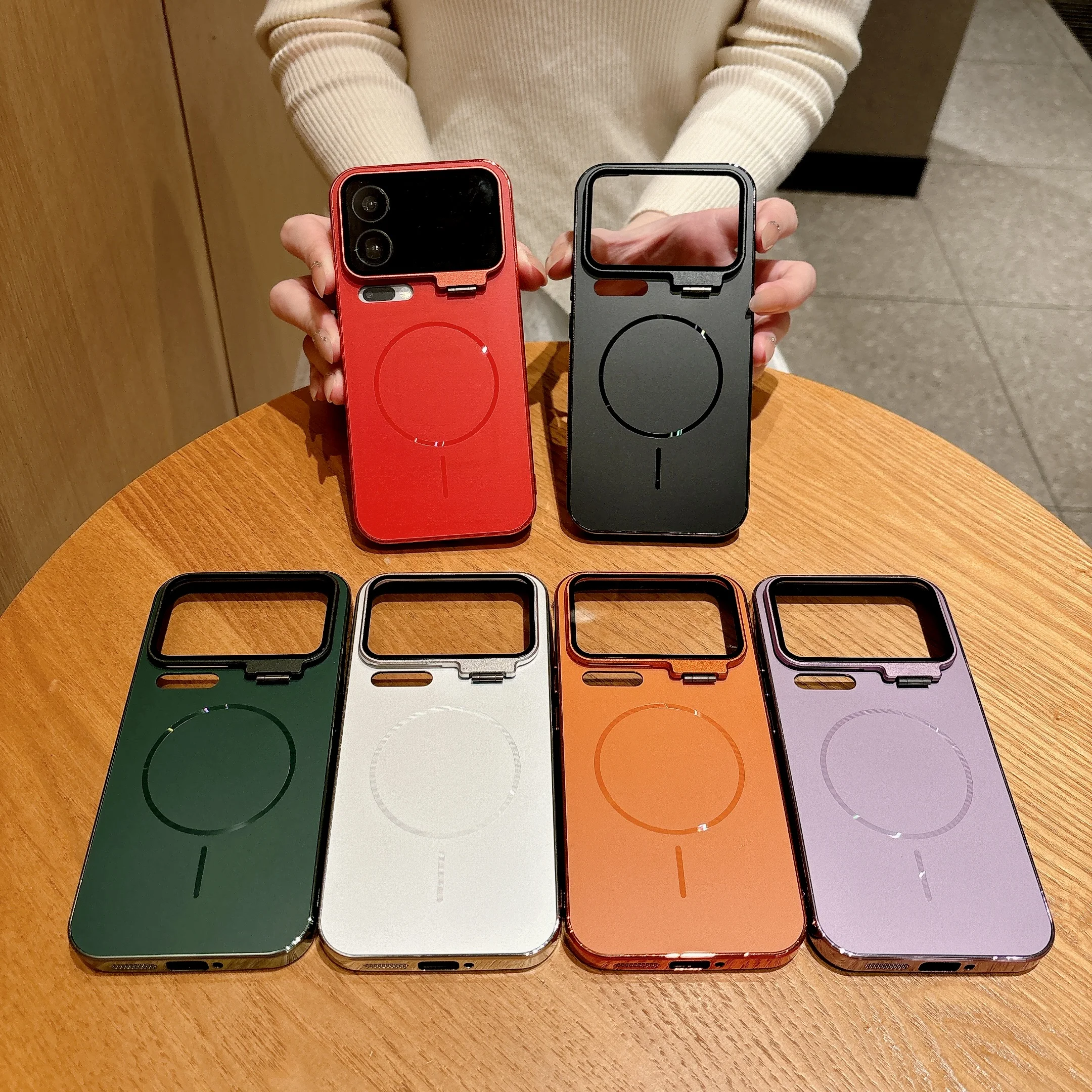 

Shockproof Wireless Charging Magnetic Phone Case For Xiaomi 17 Pro Max Mi17 Pro, Lens Kickstand Glass Camera Protection Cover