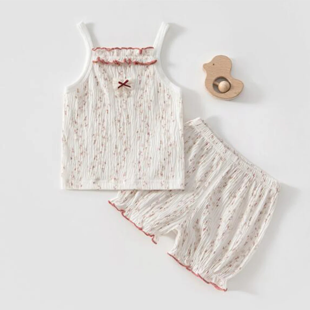 Baby Clothing Sets Summer Floral Thin Vest Shorts 2 Pieces Infant Girl Outfits Cotton Daily Little Kids Clothes