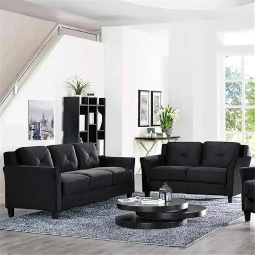 2-Piece Polyester Microfiber Fabric Upholstered Sofa Set with 78