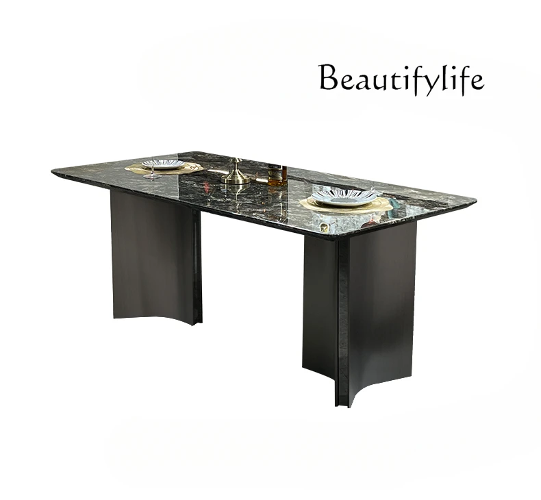 Minimalist Marble Dining-Table Luxury Stone Modern Simple and Light Luxury Rectangular Microlite Dining Table