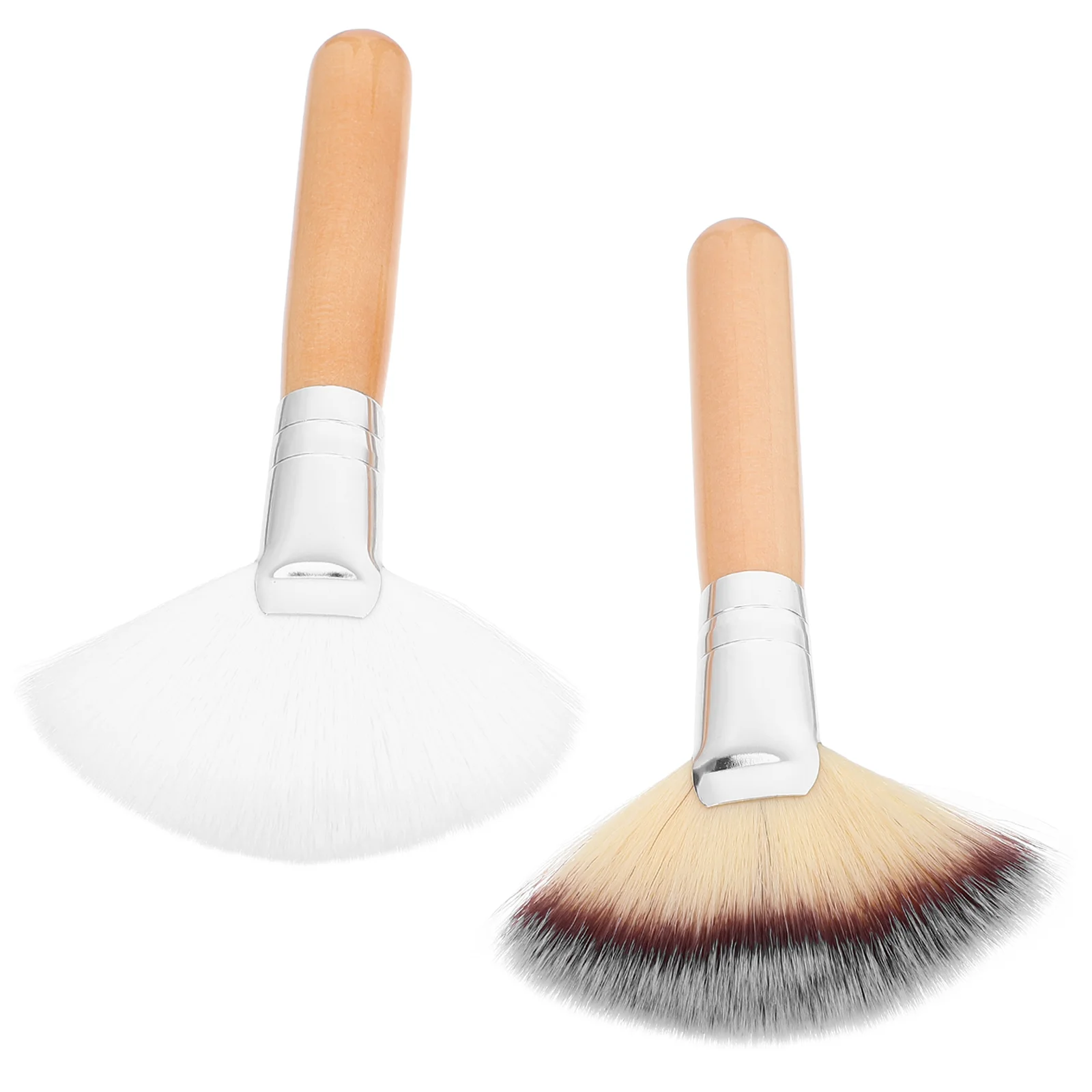 2 Pcs Detergent Loose Powder Brush Makeup Miss Thick Fan for Facials Nylon