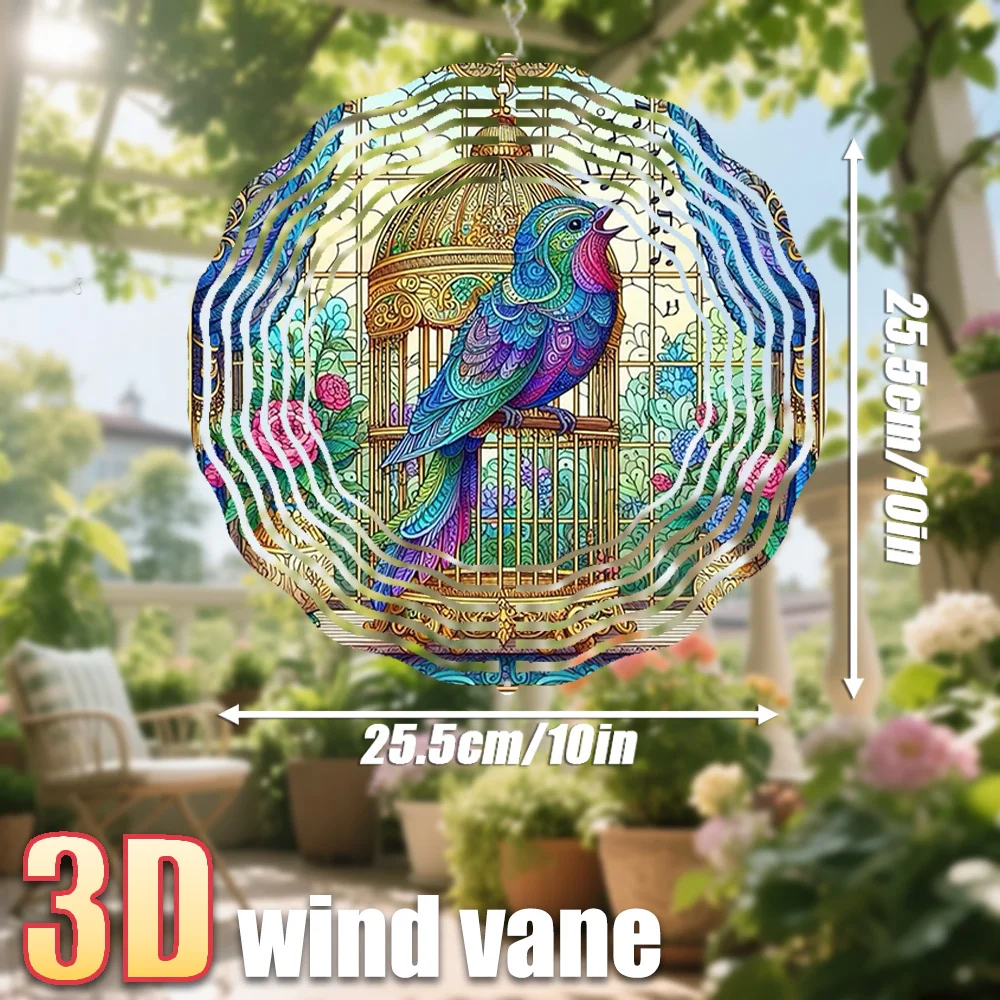 CIFBUY Colorful Bird Singing In Golden Cage Room Aluminum Wall Art Waterproof And Wear Resistant For Home Living Room Decor