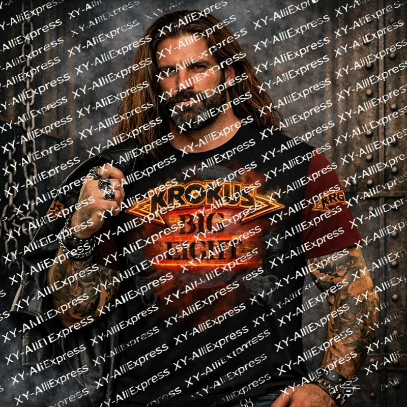 Camiseta de manga corta para fans de la música rock, de secado rápido y transpirable. Estampado de letras retro de inspiración fiere, ambiente de heavy rock para noches de música en vivo