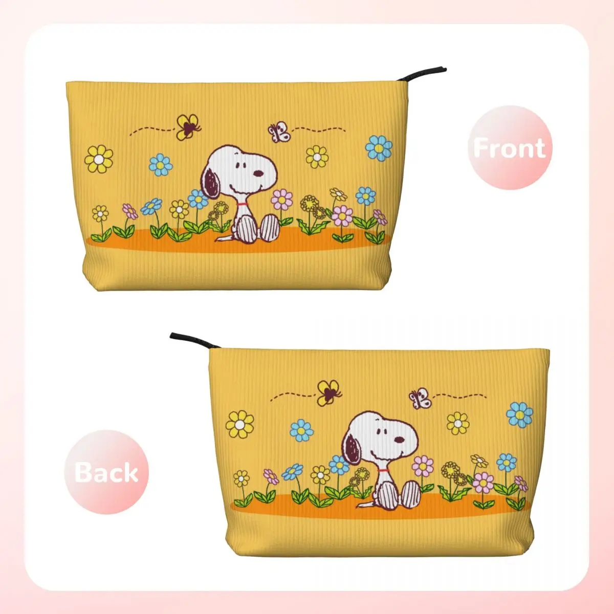 Custom Travel Cute Cartoon Snoopy borsa da toilette velluto a coste trucco organizzatore cosmetico per le donne Beauty Storage Dopp Kit Case