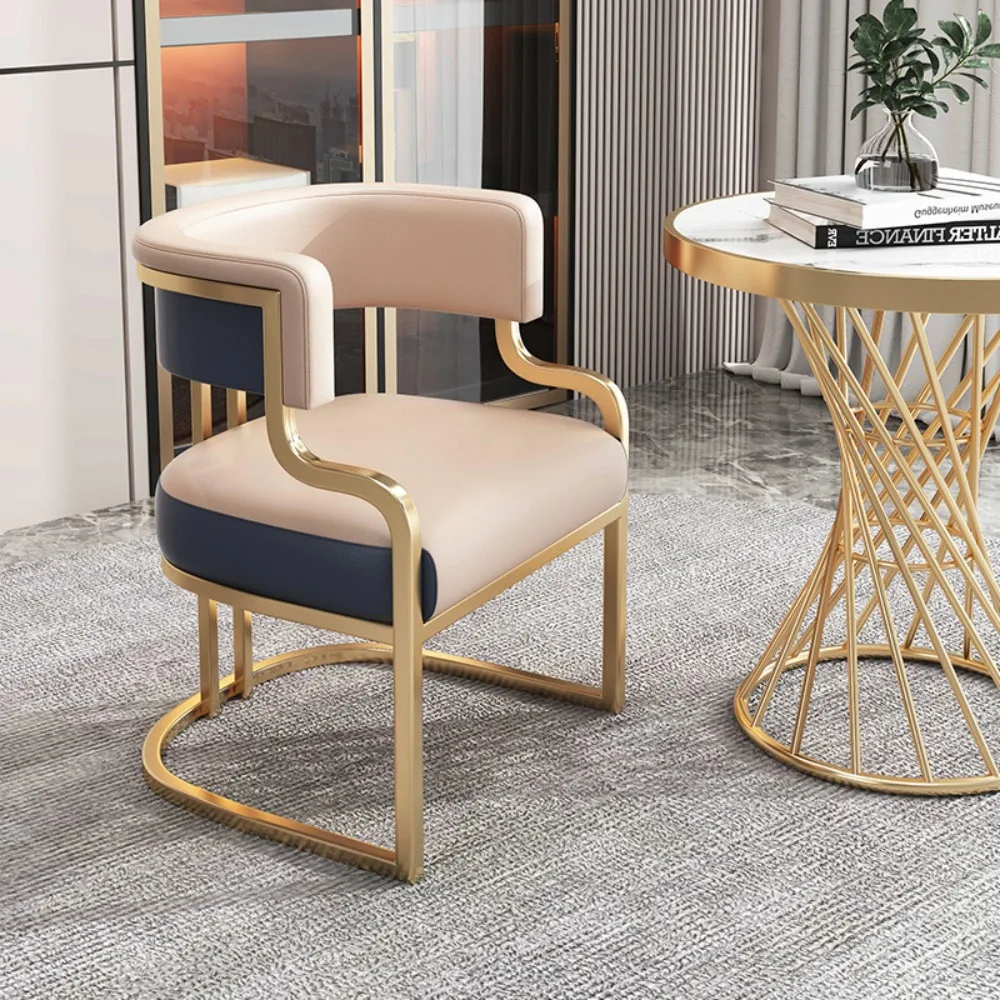 Luxury leisure chair reception chai stainless steel dining char sales department gold-plated leisure chir negotiation meeting