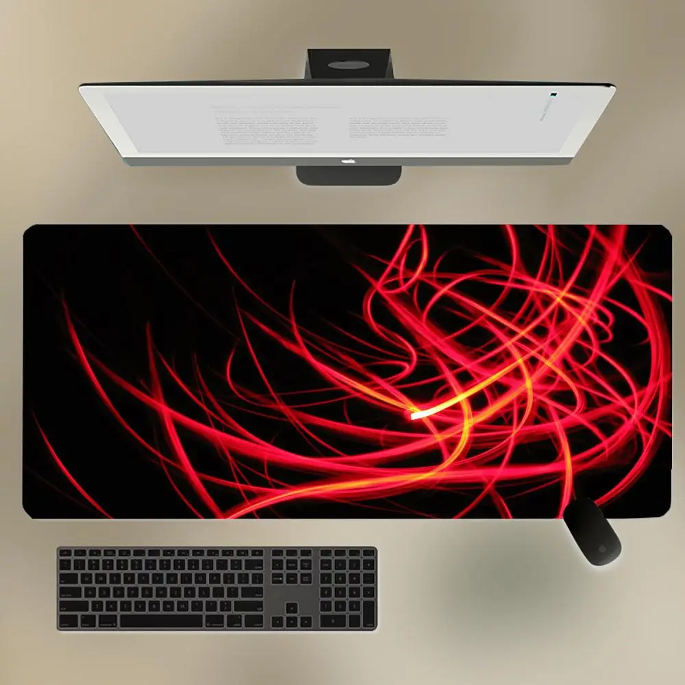 Abstract Art Red And Black Laptop Computer Mouse Desk Accessories  For Office Carpet  Pad Desk Mat Pad  PC Keyboard Mat Desk Pad