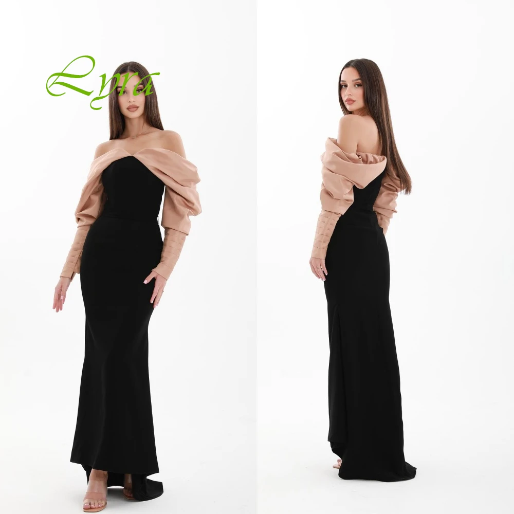 Robe de soirée personnalisée en Satin, épaules dénudées, de haute qualité, robes de bal de tempérament, couleur contrastée, robes de soirée