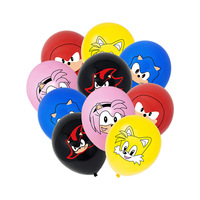 10pcs Cute Sonic 12 inch Latex Balloon Birthday Party Decoration Cartoon Character Balloon Set Photo Props Color Printed Balloon