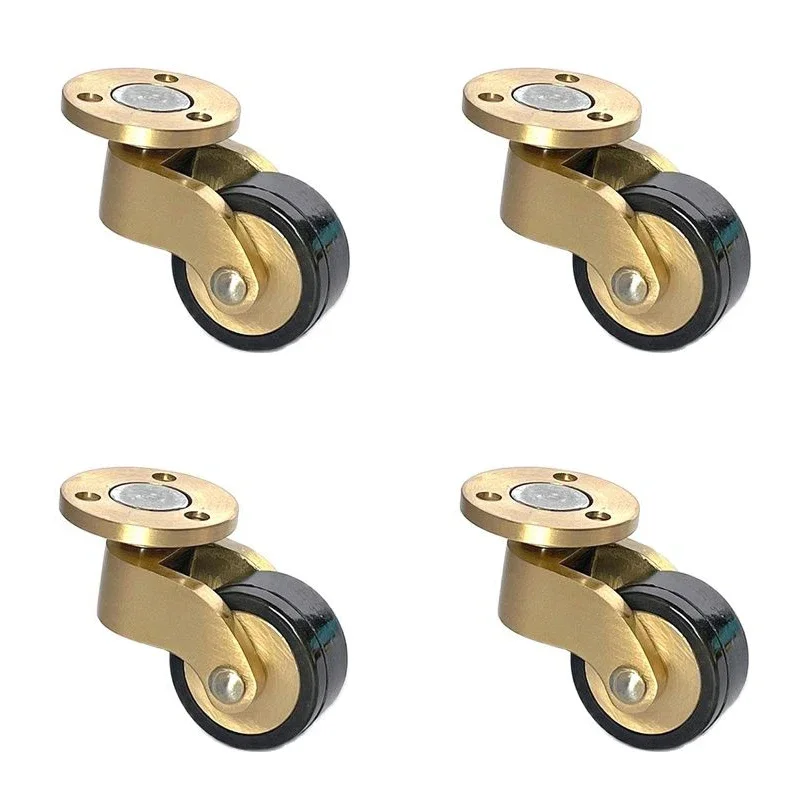 1PCS Brass/Brass+Rubber Furniture Casters Table Chair Sofa Bar Piano Universal Wheel Wear-resistant Silent Furniture Rollers