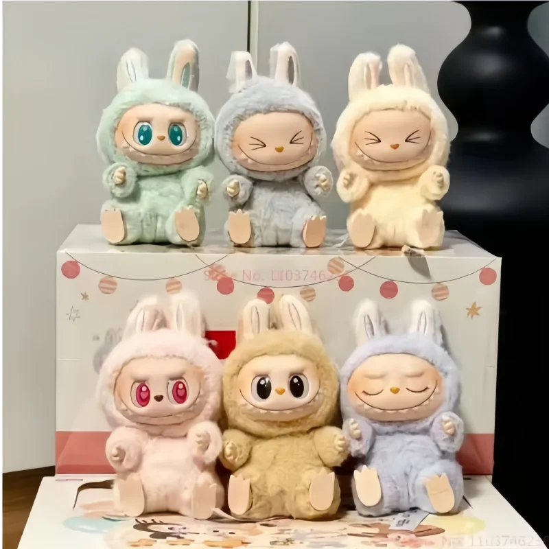 Popmart os monstros labubu sentado festa macaron rosto 2.0 série caixa misteriosa chaveiro pingente boneca brinquedos presente da menina do feriado