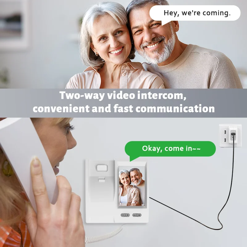 Visiophone sans fil 2.4Ghz, interphone vidéo, caméra avec écran IPS 3.5 pouces, enregistrement Audio et vidéo bidirectionnel, sonnette de porte de maison