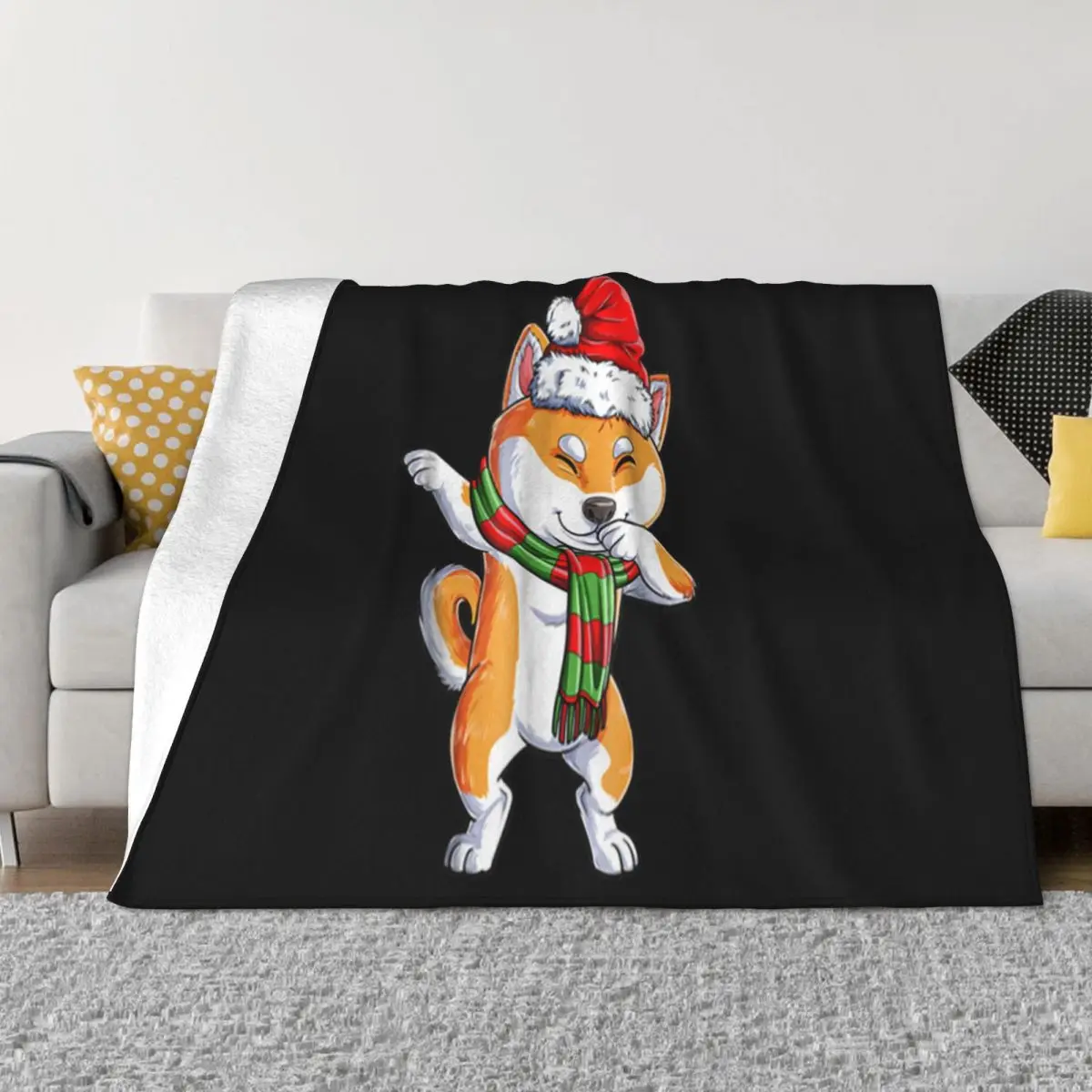 Awesome Dabbing Shiba Inu Santa Christmas Kids Boys Gifts 2021 Latest Designing Hot Sale Throw Blanket