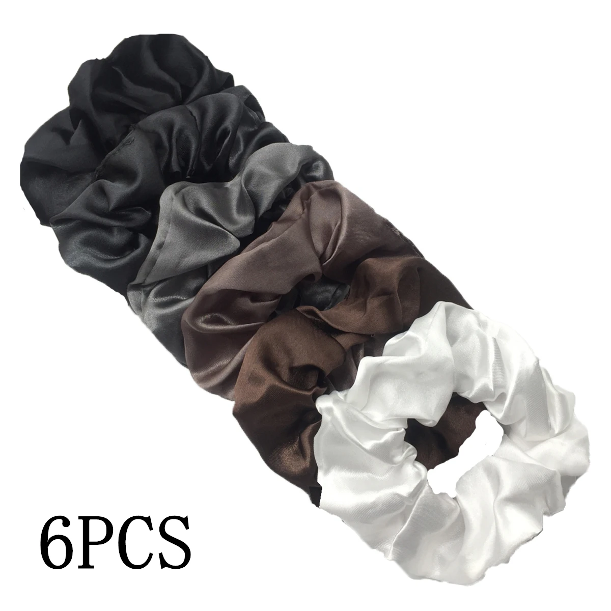 6 stks/partij Haar Scrunchies Bands Scrunchy Ties Touwen Paardenstaart Houder voor Vrouwen of Meisjes Accessoires Satijnen Hoofddeksels Effen 100 Kleur