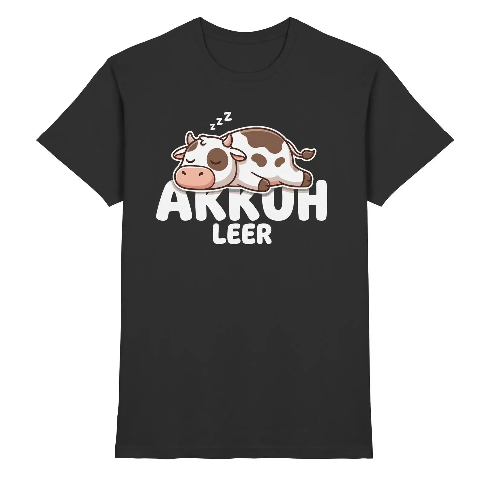 Akkuh Leer Funny Sleeping Cow Wordplay T Shirt Cute Low Battery Humor for Animal Lovers Casual vintage Washed