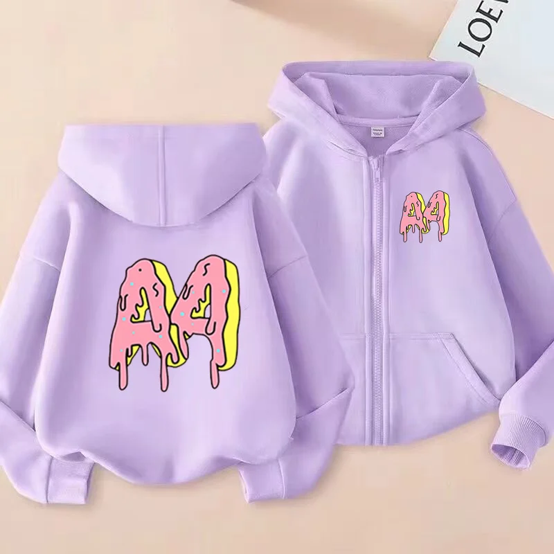 

Children Product A4 Letter Zipper Style Long Sleeve Top Hoodies Charming Loose Coat Girls Boy 3-12Yrs Leisure Sweatshirt Clothes