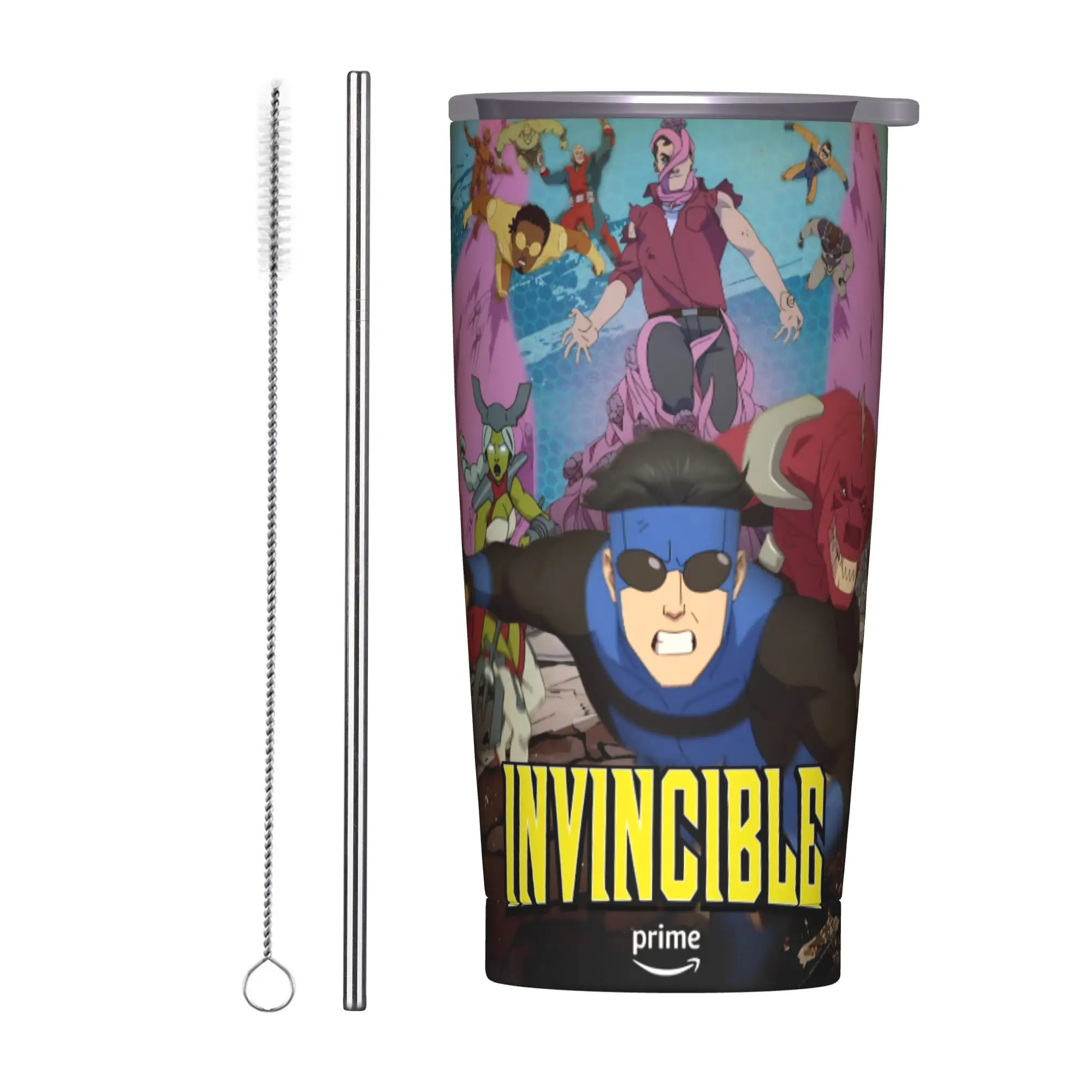 Invincibles Comic Insulated Tumbler with Lid  Stainless Steel Thermal Mug Double Wall Car Bottle Cup 20oz