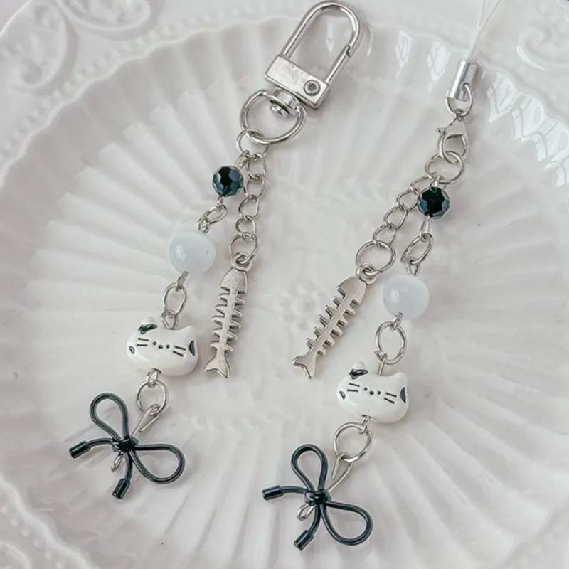 

INS милый кот, рыба, животное, подвеска для телефона, многофункциональный брелок для наушников, сумка, кошелек, камера, очаровательный мультяшный аксессуар, подарок для девочки