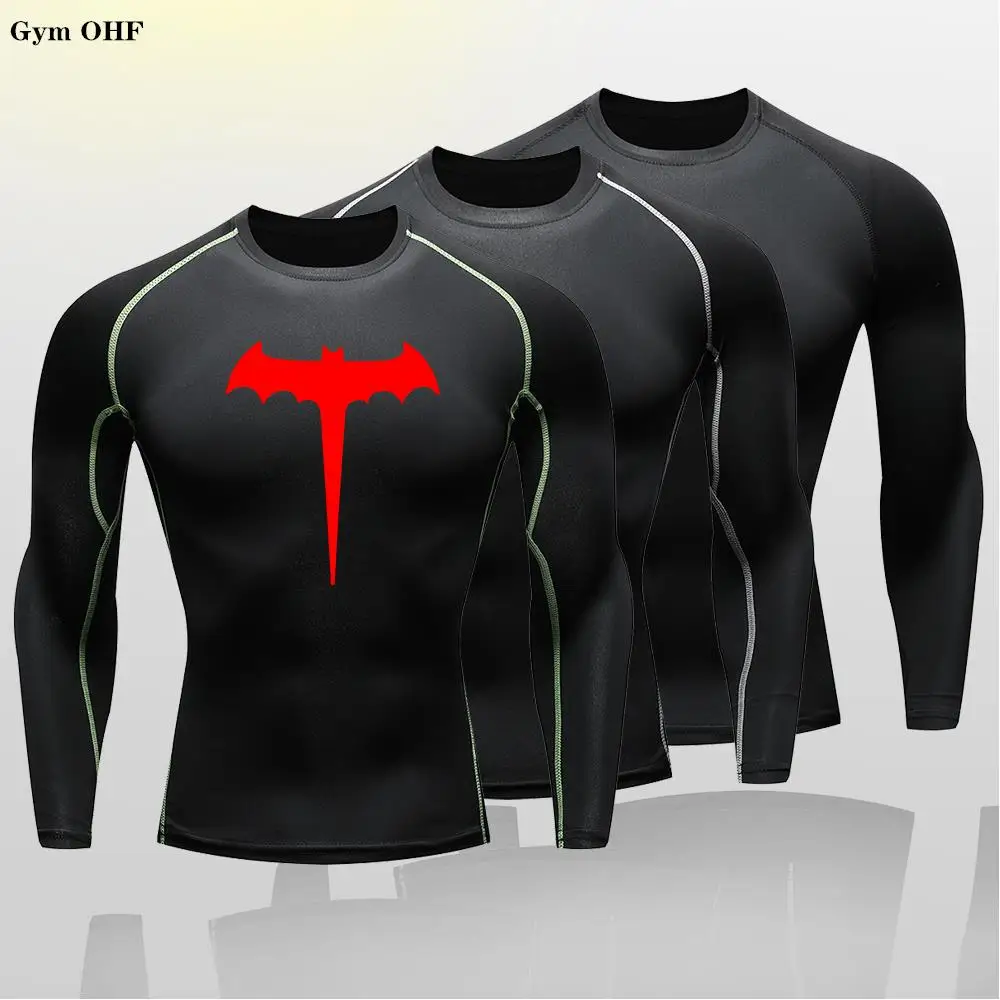 Bat Sun Protection Sports Second Skin Running T-shirt Boy\'s Fitness Rashgarda MMA Long Sleeves Compression Shirt Kids Clothing