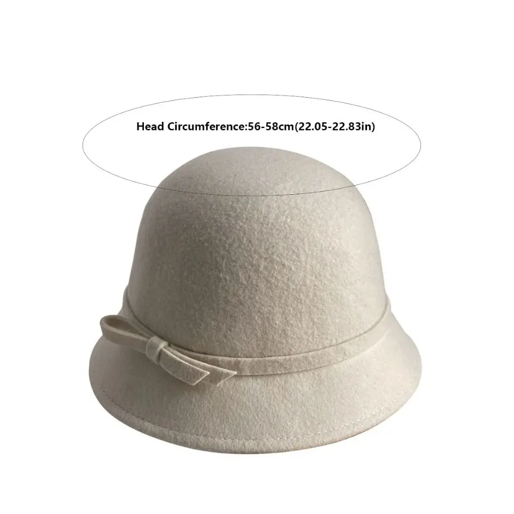 Retro Hepburnesque Felt Formal Hat Wealthy Heiress Style Panama Cap Bowknot Bucket Hat British Style Travel