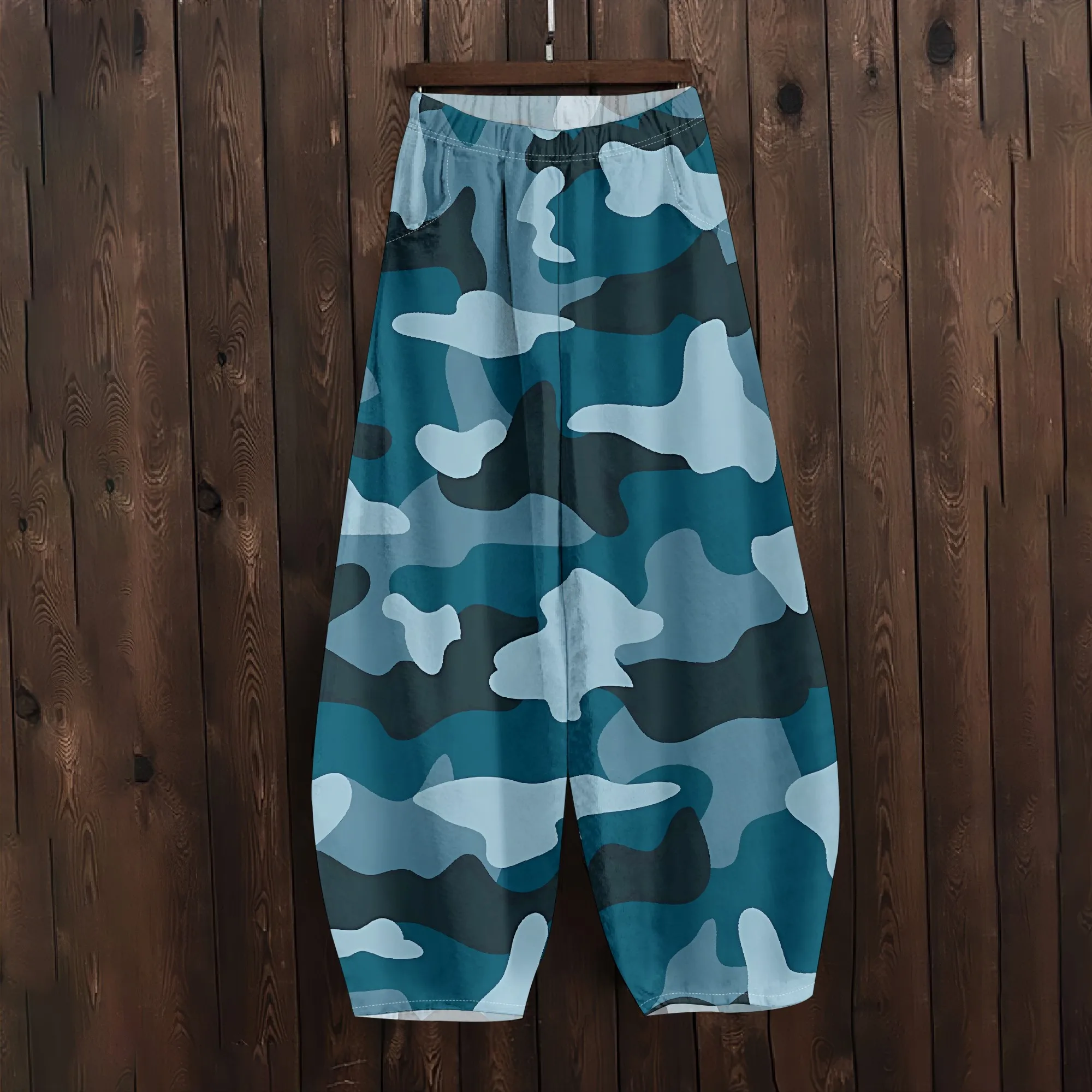 EQQZD Stylish Colorful Camo Print Long Pants, Women's Summer Casual Loose Trousers, Standard Size