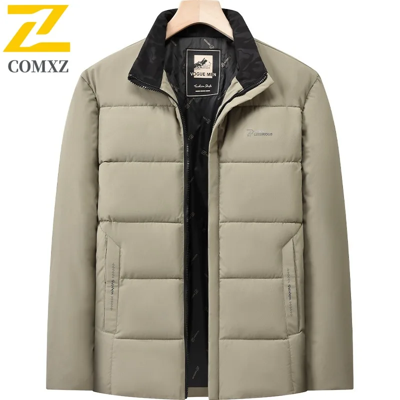 COMXZ Winter Jacket Men Classic Fashion solid color Stand Collar Windproof Parka Korean Female All-match Down Cotton Padded Coat