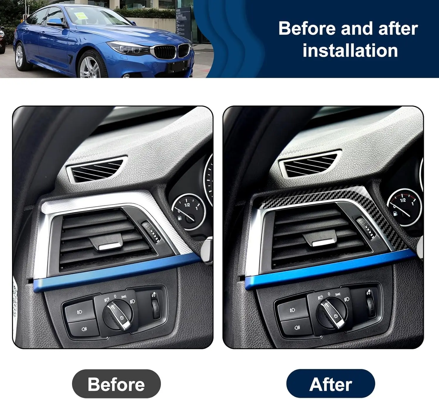 ABS Carbon Style Car Center Dashboard Panel Decorative Trim For