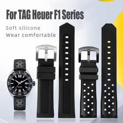 For Tag Heuer CARRERA F1 AQUARACER Black Nature Rubber Bracelet Waterproof Breathable Silicone Watch strap22MM Men's Watchband