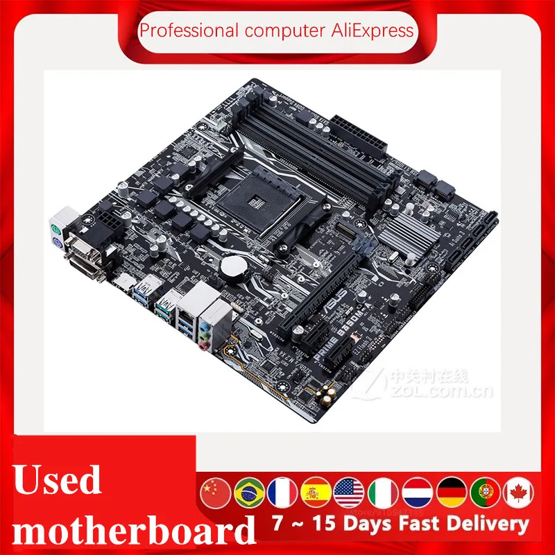 Imagem -02 - Original Desktop Mainboard para Asus Prime Mainboard Usado Soquete Am4 Ddr4 para Amd B350m B350 Sata Iii