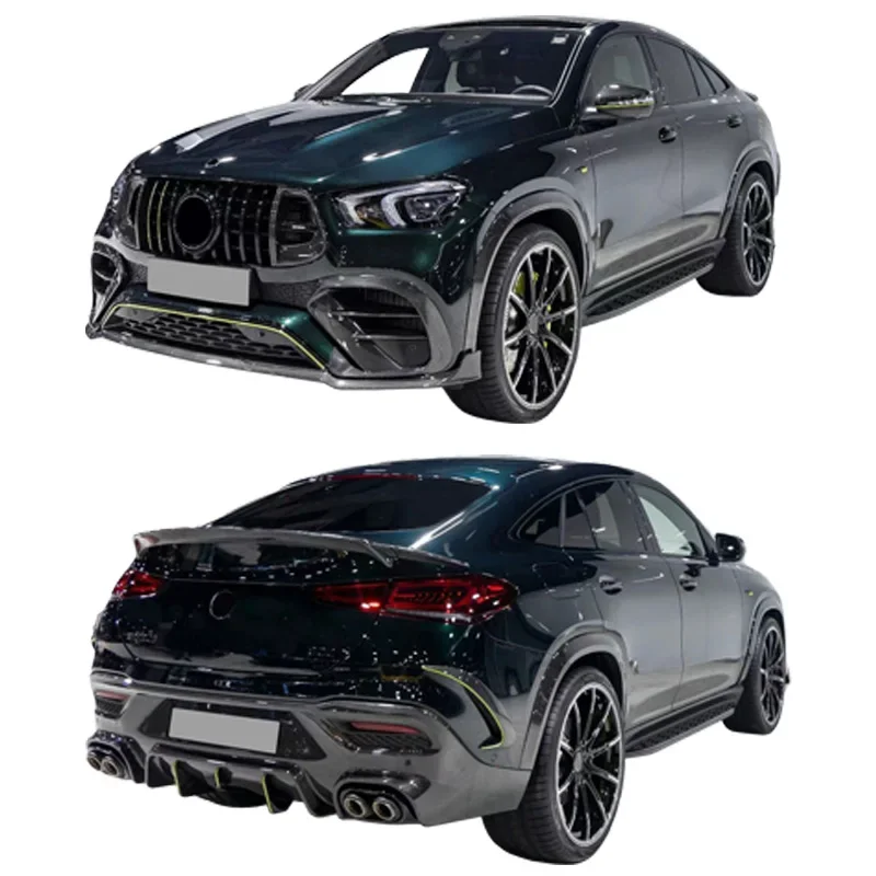 Baboss Carbon Fiber Front Shovel Rear Diffuser Rear Spoiler Body Kit Spoilers for Mercedes Benz GLE 450 53 63 Coupe SUV